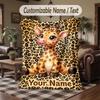 Lion Tiger Leopard Theme Throw Blanket Custom Name Text Personalized Blanket Soft Cozy Blanket for Home Sofa Bed