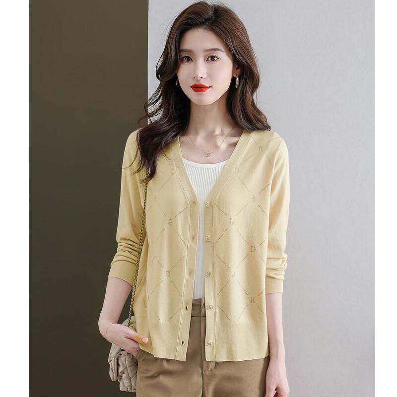 SNOWFLYING Women s Thin Knit V-Neck Cardigan with Rhinestones XL