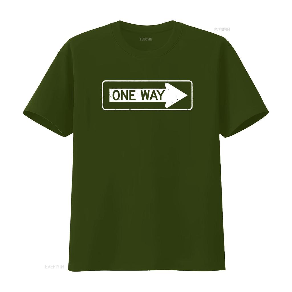 One Way Sign T Shirt vintage Washed streetwear Unisex Slightly Comfortable Stretched Top For Everyday Wear Casual Soft graphic