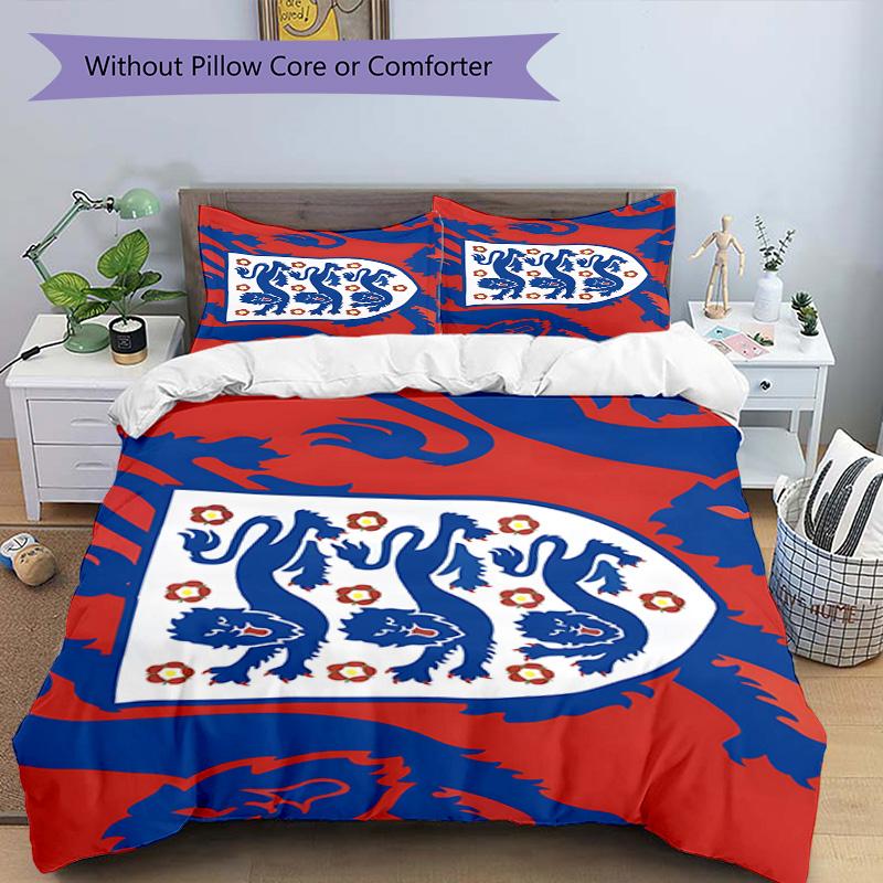 Set Copripiumino con Stampa Stemma Calcio Inghilterra – include 1 copripiumino e 2 federe coordinate Arredo Camera da Letto Regali di Natale
