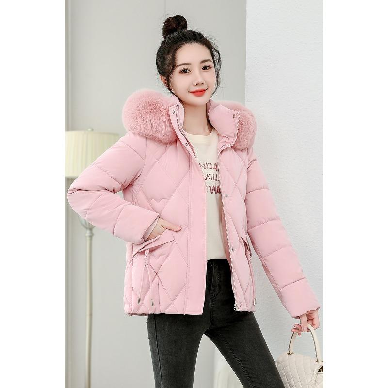 

Женская ветрозащитная легкая пушистая куртка с капюшоном и меховым воротником, теплая, от холода, свободного кроя, короткая, повседневная, спортивная, из высококачественной ткани, хлопковая куртка, пальто XXXL розовый