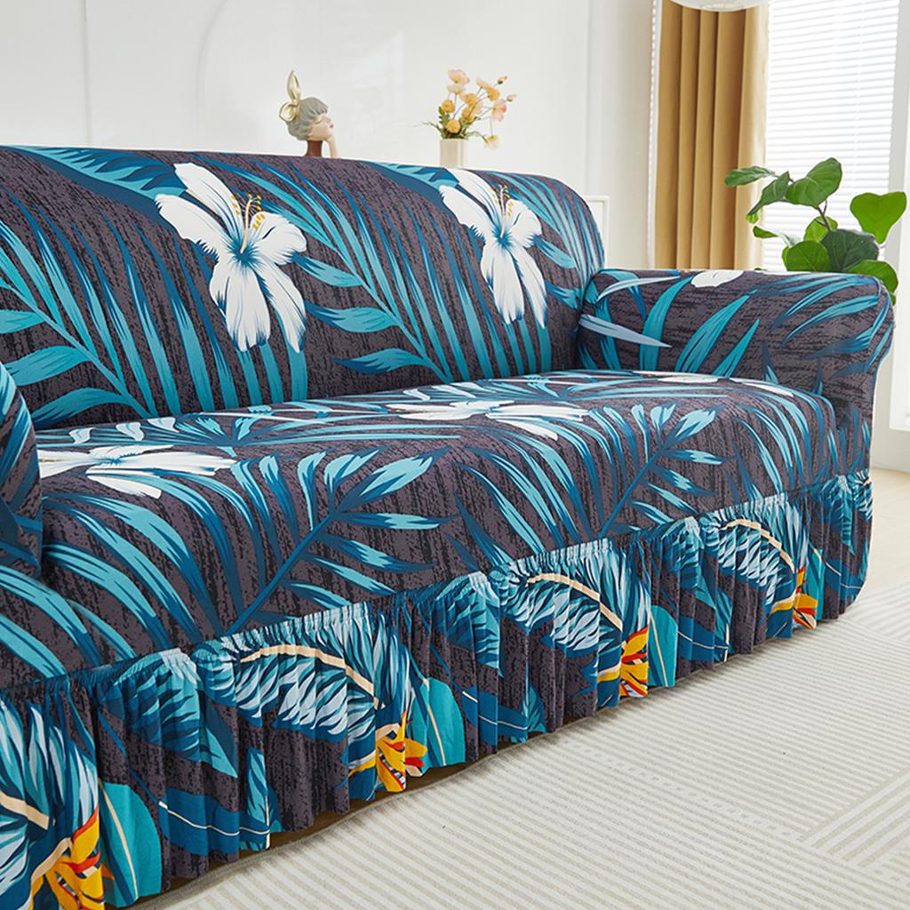 1pc Printed Skirt Sofa Cover, Elastic, Anti-slip. Simple, Modern, All-season, Dust & Cat-proof. Retractable, Washable, Durable.