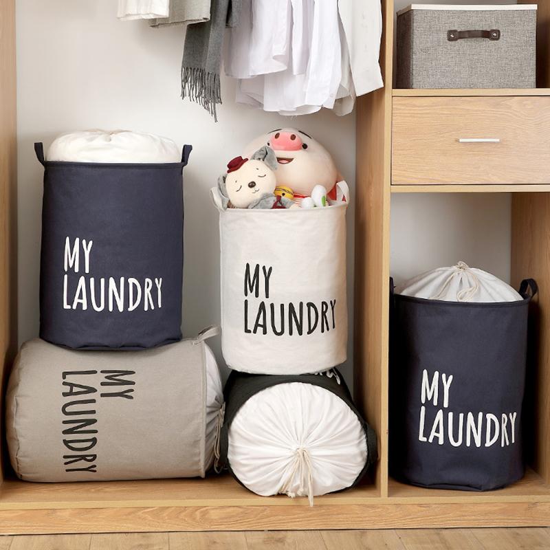 Haushalt Faltbarer Kordelzug Wäschekorb Großes Fassungsvermögen Canvas Wasserdicht Kleideraufbewahrungskorb Kinder Spielzeug Organizer
