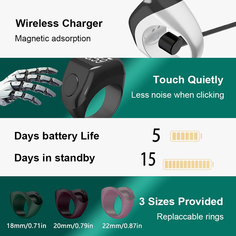 Smart Tasbih Tally Digital Counter For Muslims Tasbeeh Zikr Ring 5 Prayer Time Vibration Reminder Waterproof