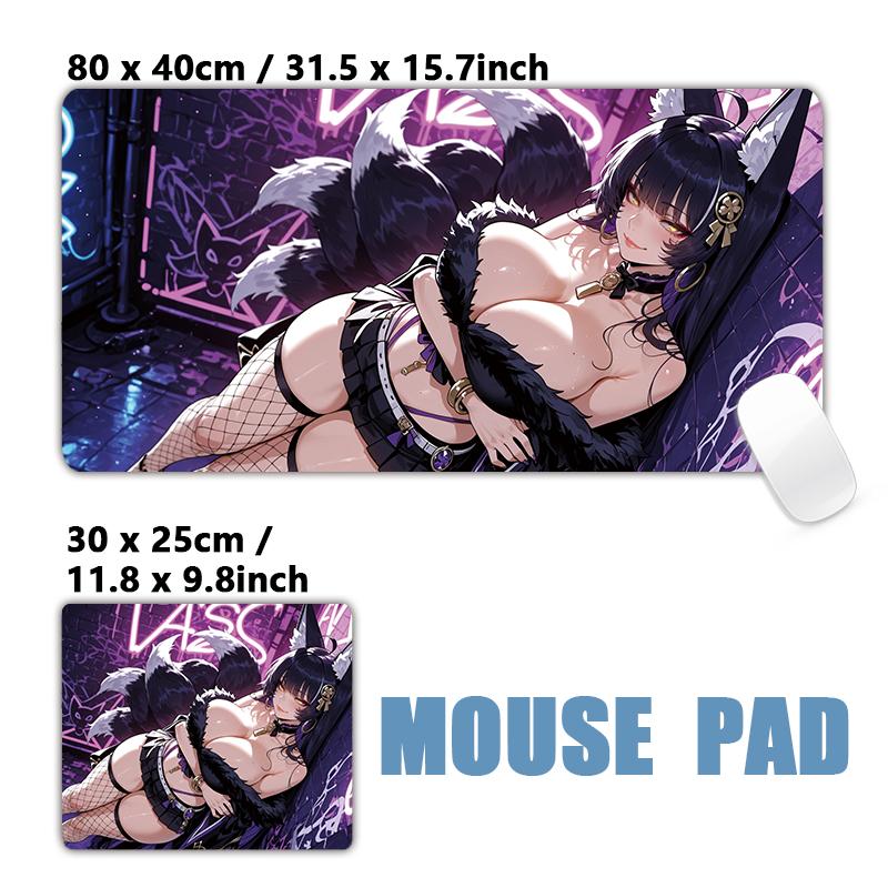 Gaming Mouse PadAntislip Stitched Edges Stylish Urban Anime Girls Graffiti Street Print Gaming Keyboard Mat for Gamers