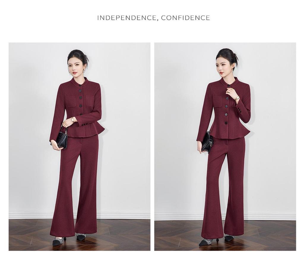 Nanyou Woolen Women's Waist-Cinched Blazer & Flared Pants Set - Goddess Style
