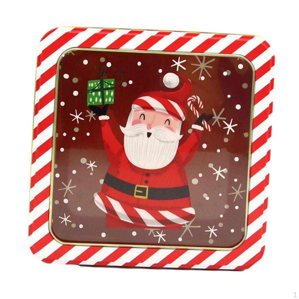 Christmas Candy Tins Xmas with Window Storage Tinplate Box Tin Gift for