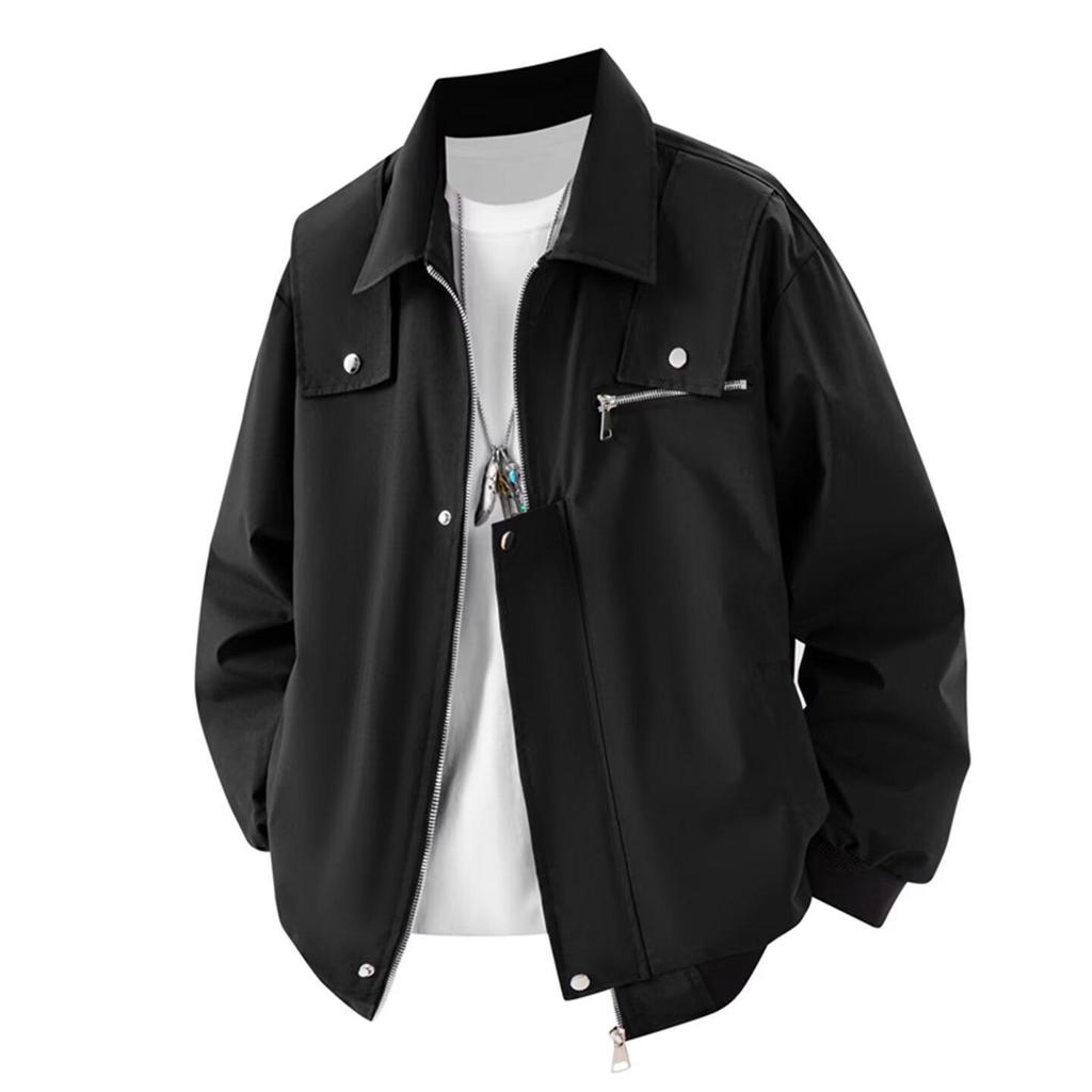 Herren Retro Amerikanischer Arbeitskleidung Windbreaker: Herbst Hipster Collegejacke