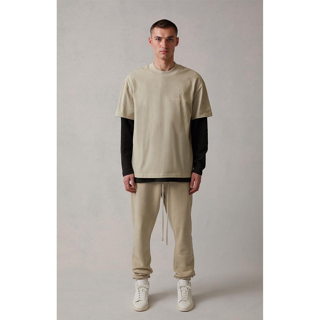 Fear of God Essentials Short Sleeve T-Shirt With Chest Logo Men Tops Wheat FOG-SS22-127