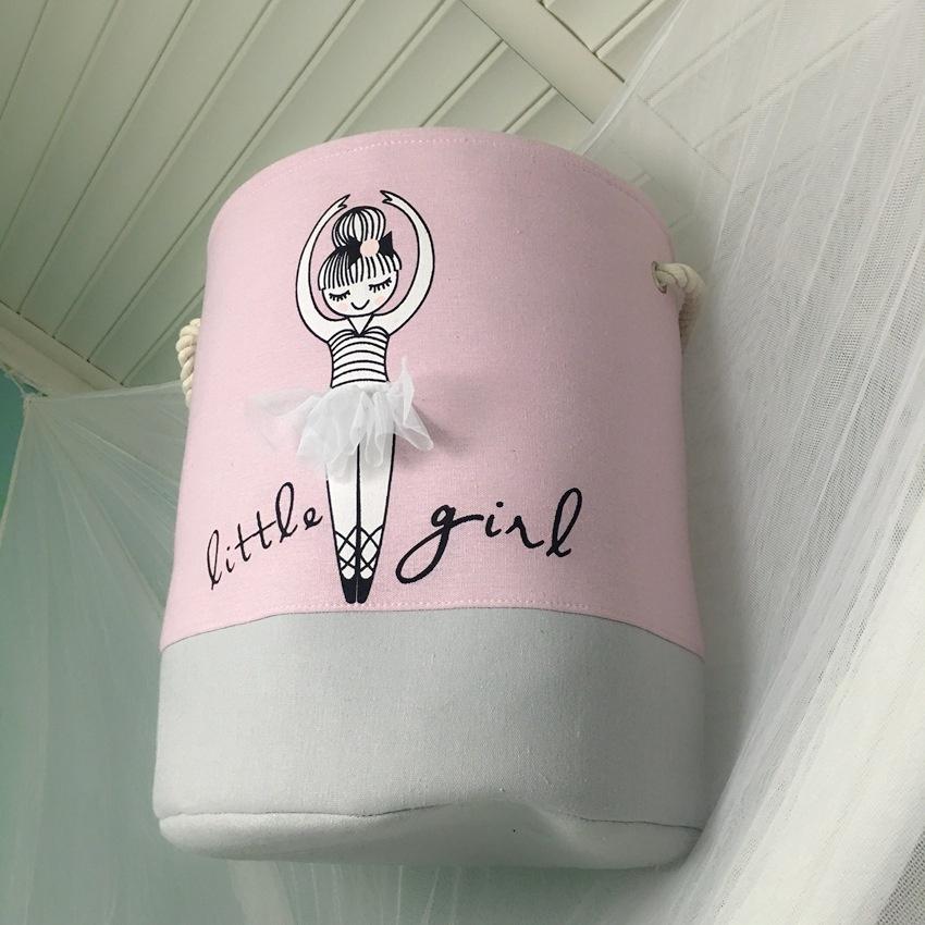 Lovely Girl Canvas Dirty Clothes Basket Home Bathroom Clothes Storage Basket