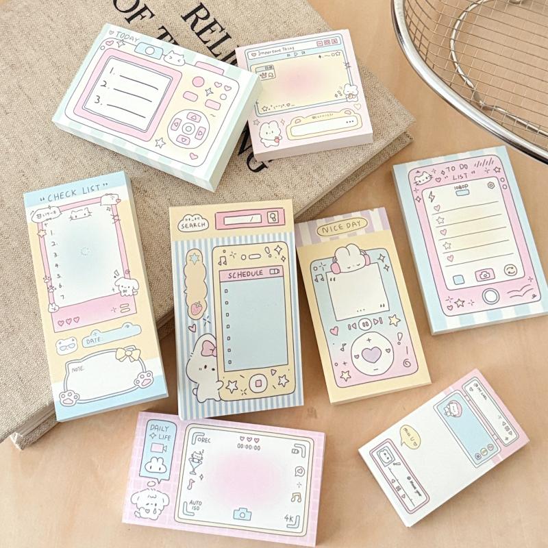New 100Sheets/Book Cute Cartoon Non Adhesive Memo Book INS Style Tearable Non Sticky Message Notebook Handwritten Notes Notepad