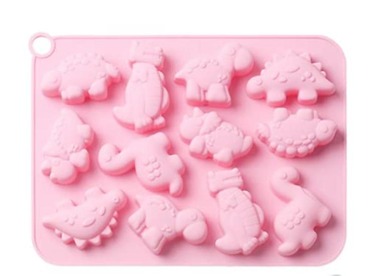 12 Silicone Dinosaur Molds Perfect for DIY Handmade Baked Ice and Cake Making (2 Types) - Chocolate, Snacks, Goods, Cream, Valentine's Day,