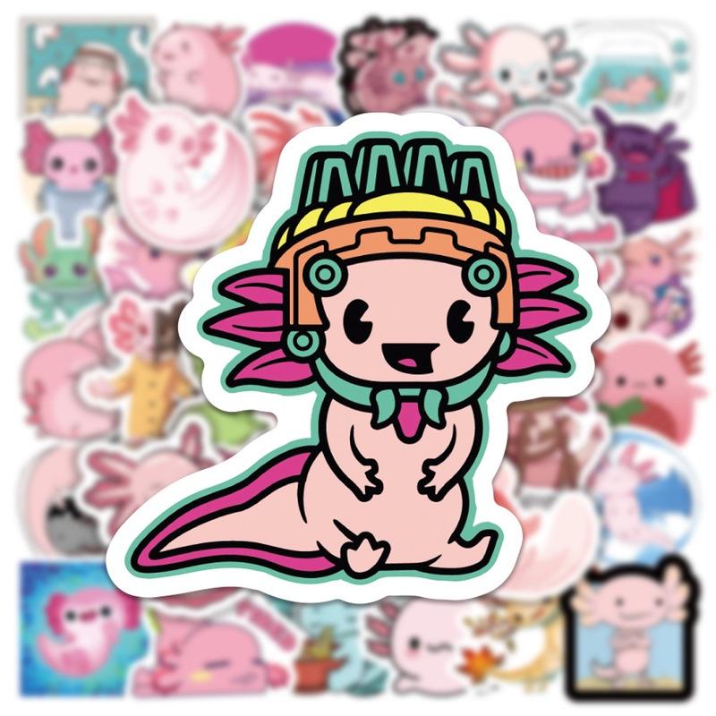 50pcs Axolotl Stickers Waterproof Reusable Adhesive For Laptop/phone/suitcase