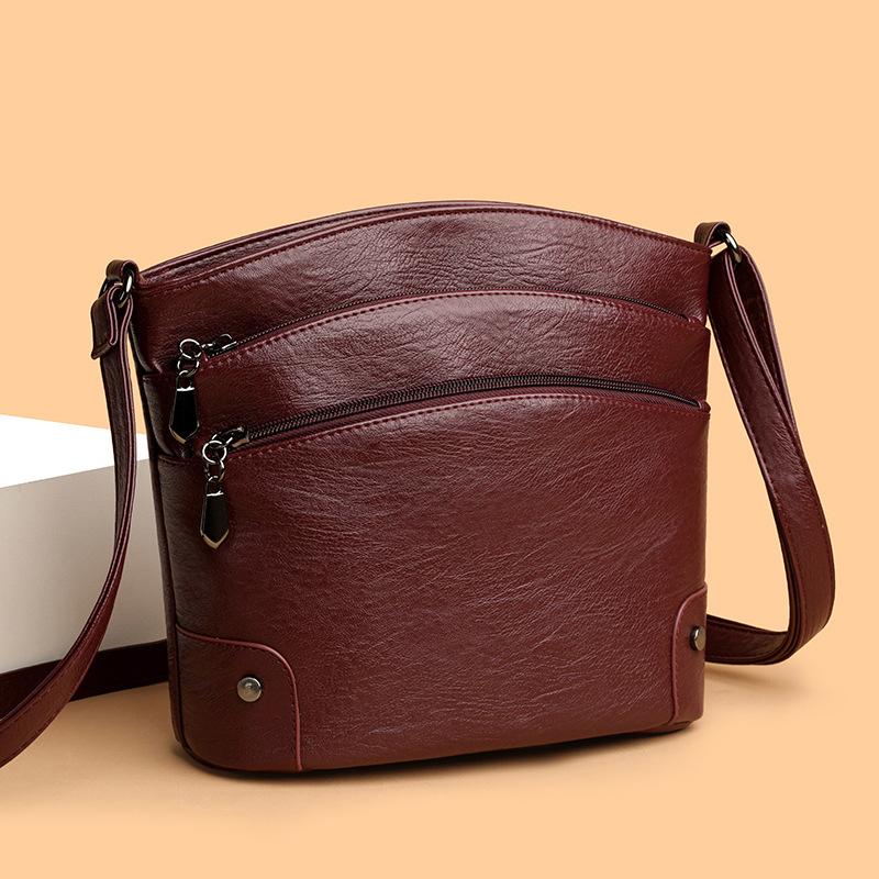 Middle-aged and elderly three-layer women's messenger bag New simple women's bag Casual mother bag Women's shoulder bag