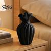 Wavy Neck Vase for Dried Flowers Modern Flower Vase, Minimalist Holder, Decorative Ribbed Texture with Unique Dining Table Rim, Ideal Fresh