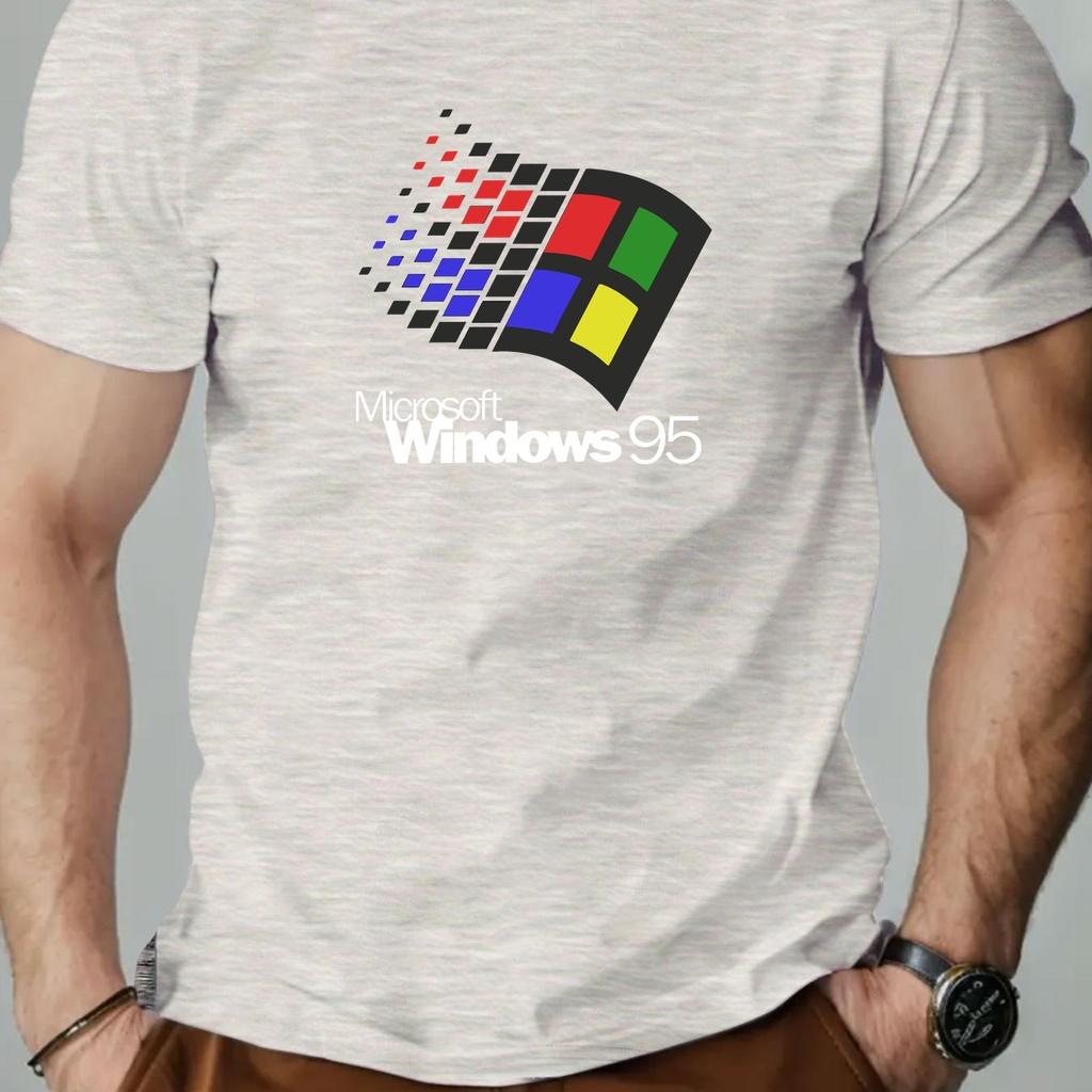 UnisexS Vintage Windows Graphic TShirt Retro Tech Tee with Classic Icons Dark Grey Casual Shirt Unisex Clothing Comfortable