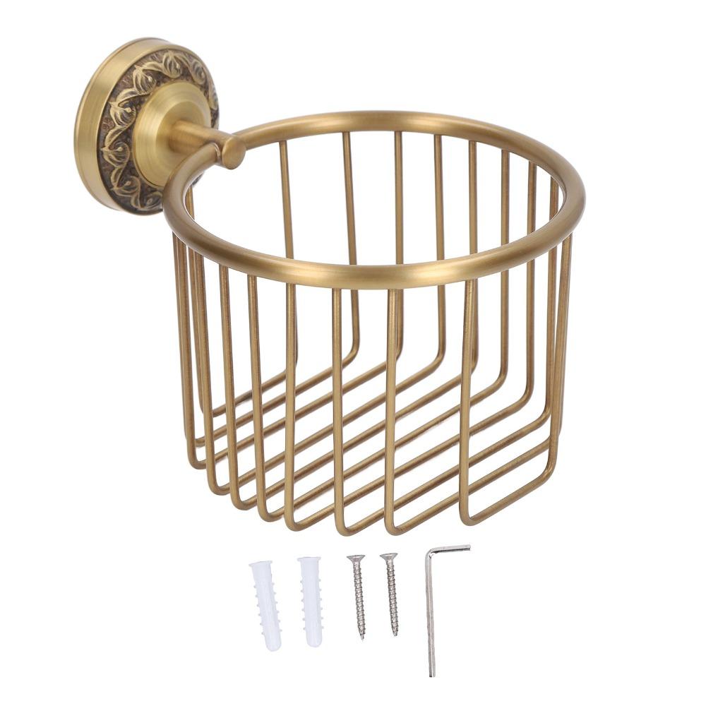 

Wall Mounted Toilet Roll Holder Copper Tissue Holder Paper Towel Rack Space Saving