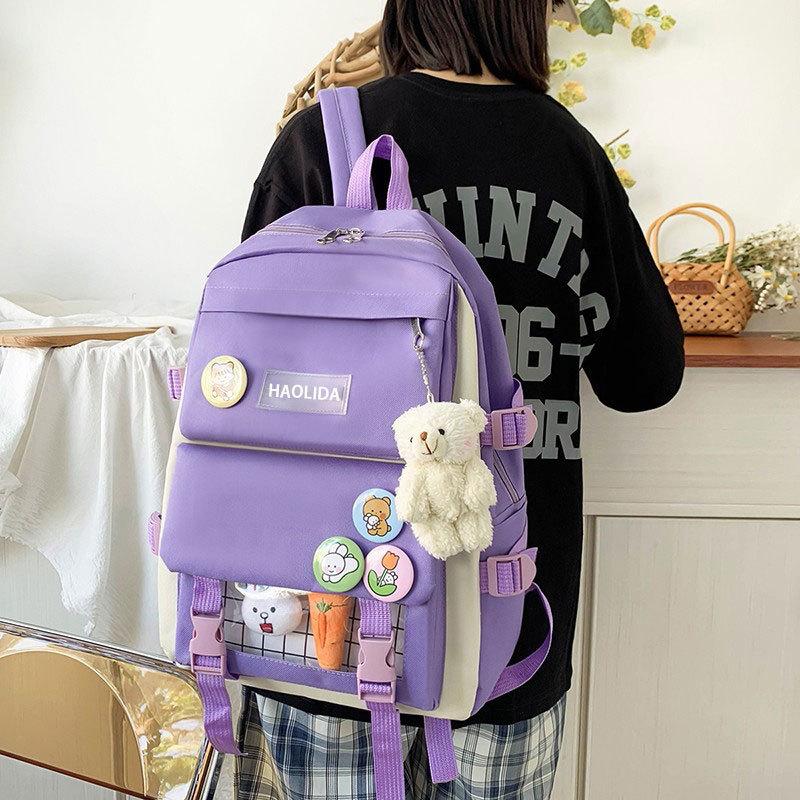 Korean version backpack new middle and high school students campus schoolbag lightweight simple casual backpack