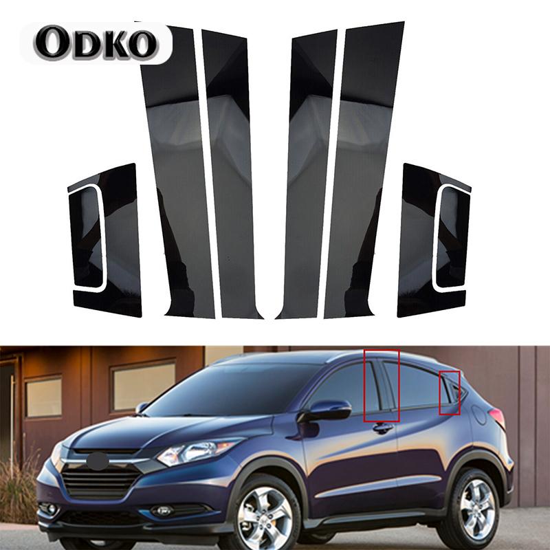8pcs Glossy Black Window Door Column B C Pillar Post Cover Trim For Honda HRV 2015 2016 2017 2018 - Decoration Stickers