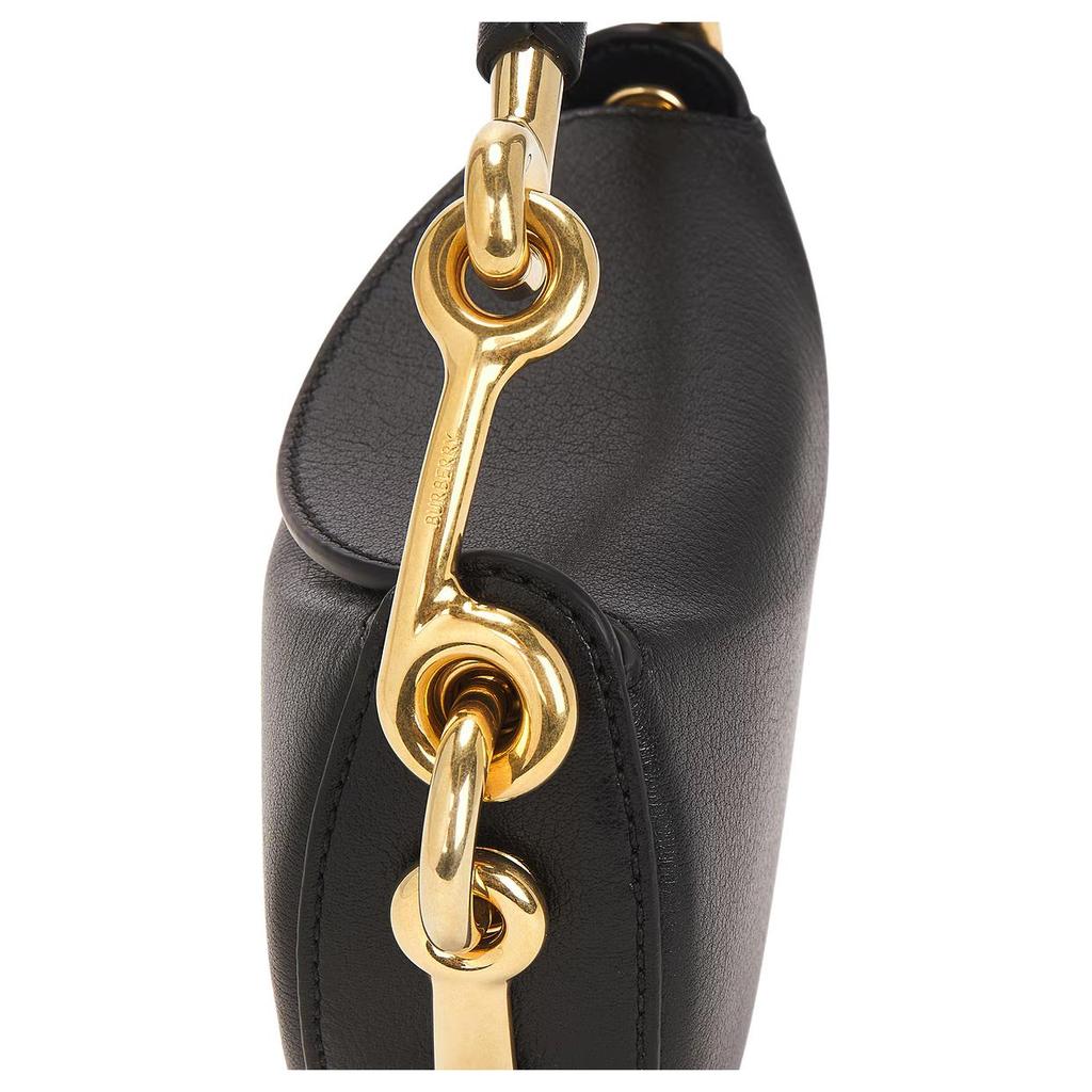 Burberry Bridle Gold Metal Trim Calfskin Shoulder Tote Bag Women Handbags Black 8116860