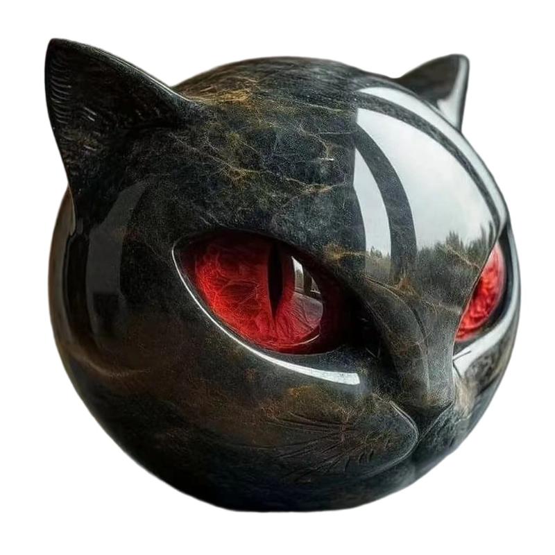 Black Cat Figurine Statue Halloween Decor Resin Sculpture Stone Texture Ornament For Home Office Bookshelf Display Craft Gift