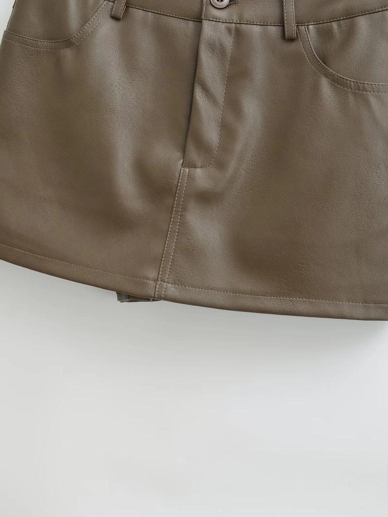 Women's High-Waist Black PU Leather Mini Skirt - Slim Fit, Sexy Hip-Hugging, Super Popular for Autumn 2025