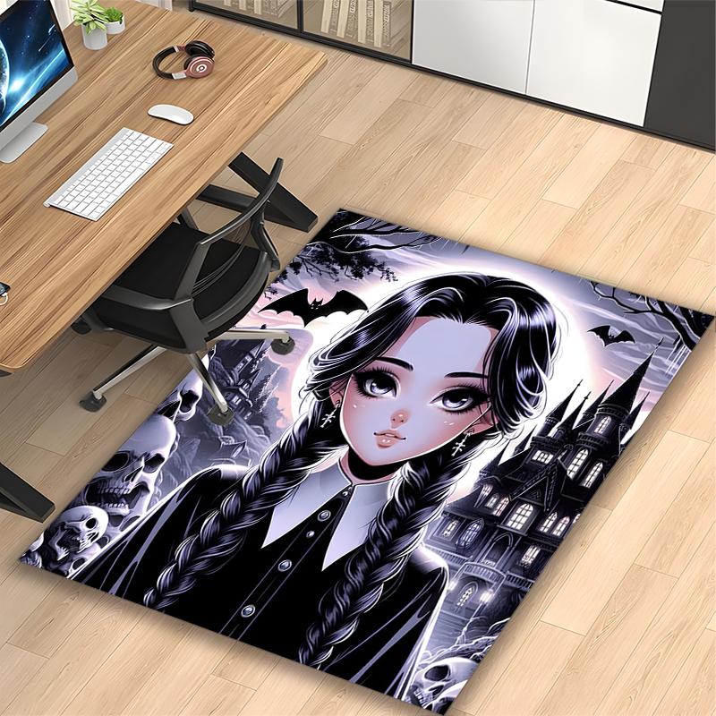 [1pc Anime Gothic Girl Office Chair Carpet] Digital Printed Area Rug for Home & Game Room Use, Soft Indoor Sofa Chair Mat