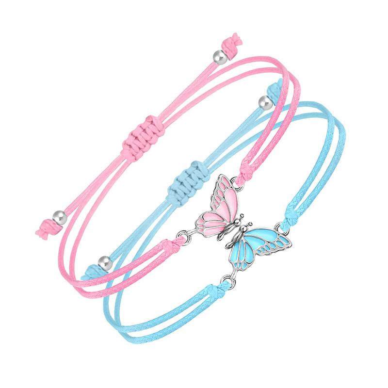 1Pair Butterfly Matching Adjustable Bracelets For Women Men Handmade Woven Friendship Bracelets Jewelry Accessories Gifts