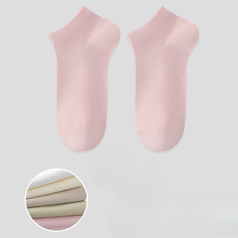 Women's Summer Thin Cotton Pure Color Mesh Breathable Sweat Absorption Deodorant Boneless Socks
