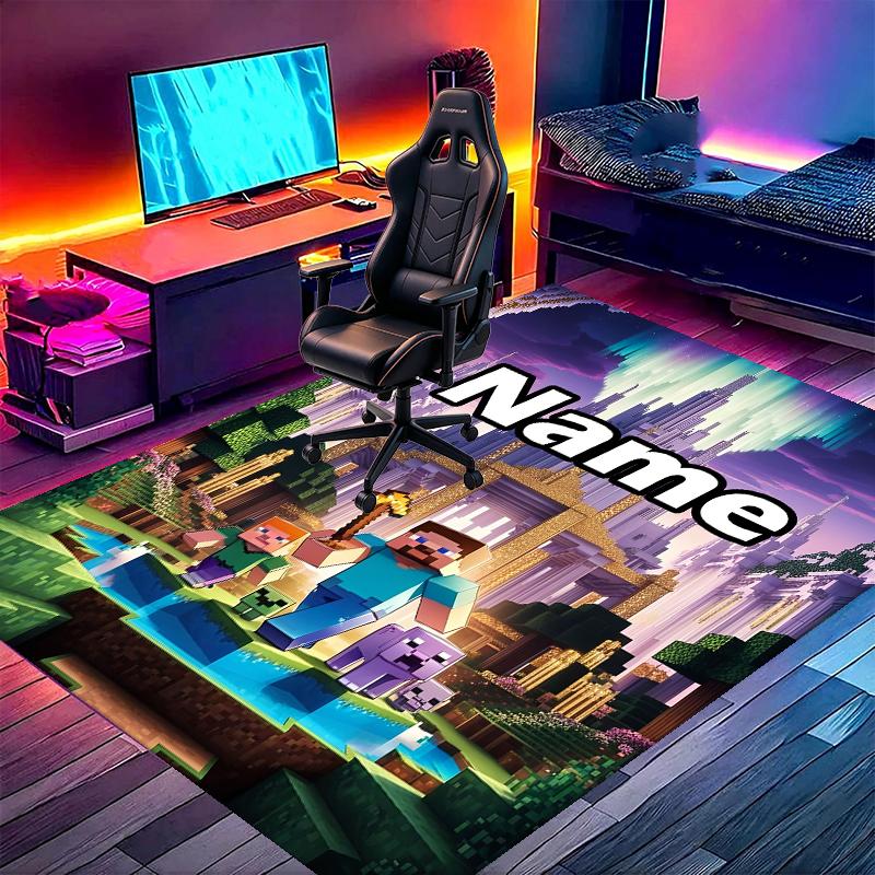 Custom Name Personalized Gamer craft Print Carpet, Versatile Home Decor Rug, for Playroom, Apartment, Balcony, Entryway, Hallway Gift