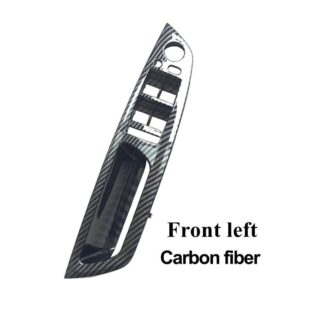 LHD Car Interior Door Carbon Fiber Pull Handle Armrest Cover Trim For BMW X5 X6 E70 E71 2007-2013