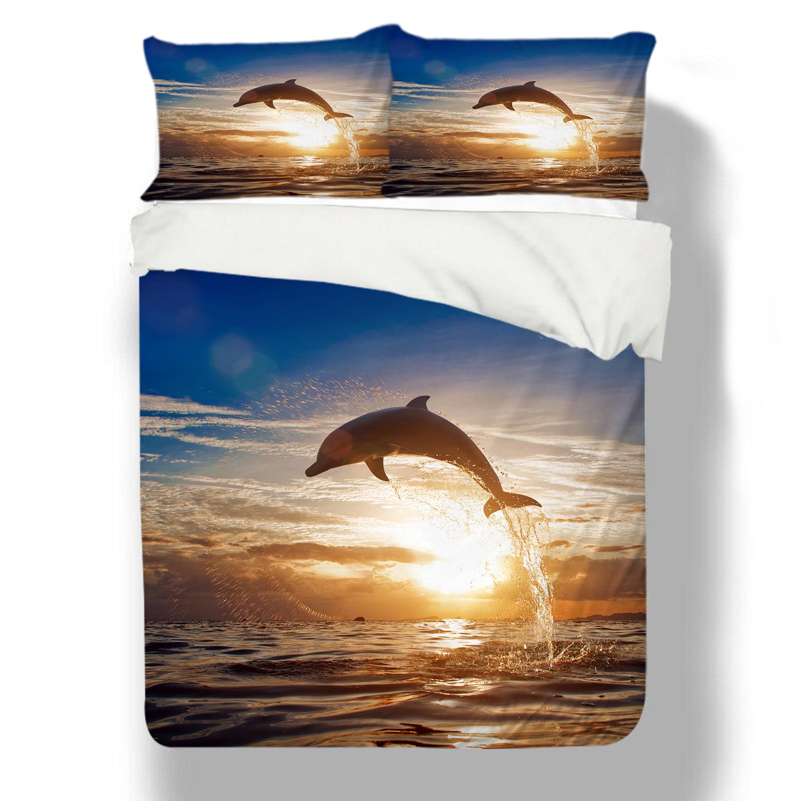 Комплект постельного белья для дома с узором дельфина, 3D пододеяльник с изображением океанских животных, наволочка, 2/3 шт., карта мира с узором на молнии, супер мягкое украшение для дома Baby 100x135cm