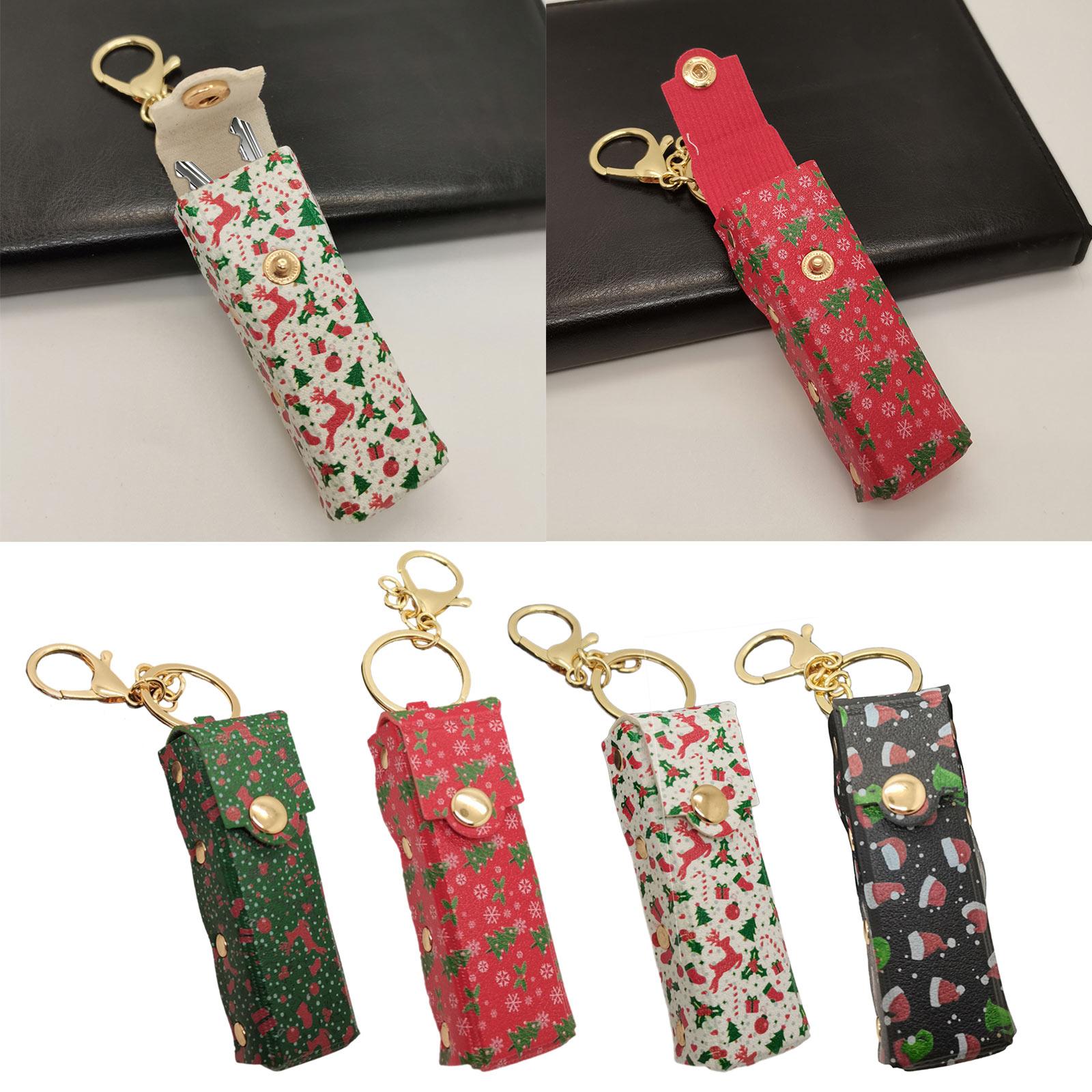 

Lipstick Keychain Holder PU Leather Lipstick Bag Earphone Pouch Chapstick Pendant for Women Travel Keys Backpack Decor білий