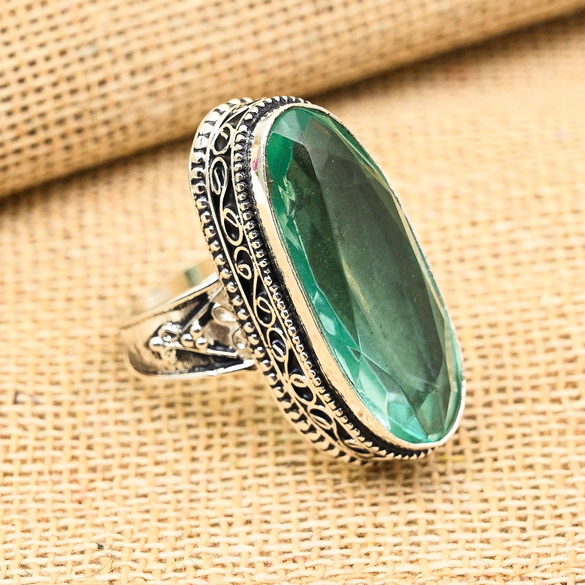 

Аква-апатит, драгоценный камень, ювелирное изделие ручной работы из стерлингового серебра 925 пробы, подарки для жены, новое кольцо 8