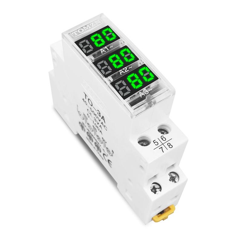 TOMZN DIN Rail 18mm Apmere Meter AC 100A 220V 380V Three Phase Modular Ammeter Indicator LED Digital Display Detector Witch CT