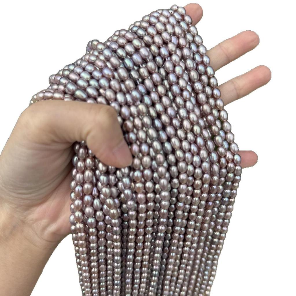 Parıldayan Mor Gözyaşı Tatlı Su İnci Kolye 4-5mm, Yarı Bitmiş, Küçük Kusurlar, Kendin Yap Malzemeleri