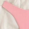 Women's Solid Pink High Cut Thong Bikini Bottom - Ruched Front Swim Bottom