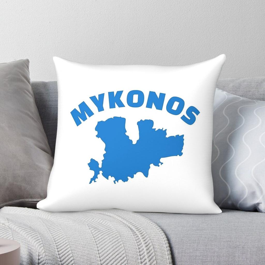 Mykonos Greek Island Square Pillowcase Polyester Linen Velvet Pattern Zip Decor Throw Pillow Case Sofa Seater Cushion Cover