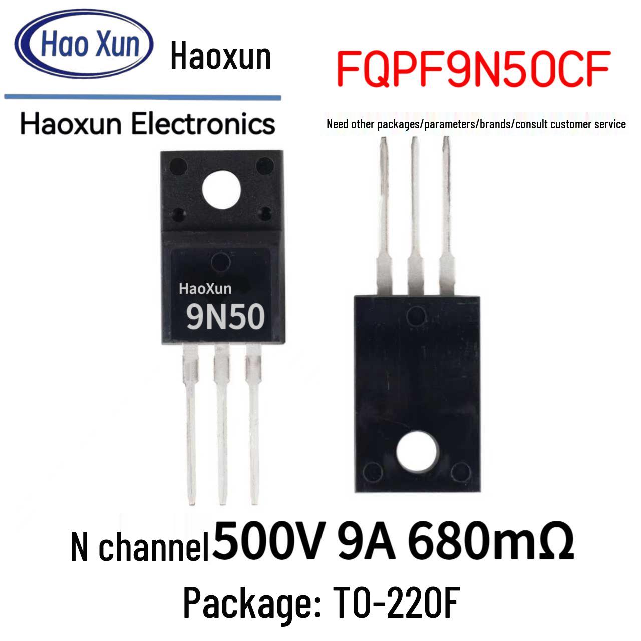 

9N50 MOSFET-транзистор N-каналу 500В, корпус TO-220F, FQPF9N50CF