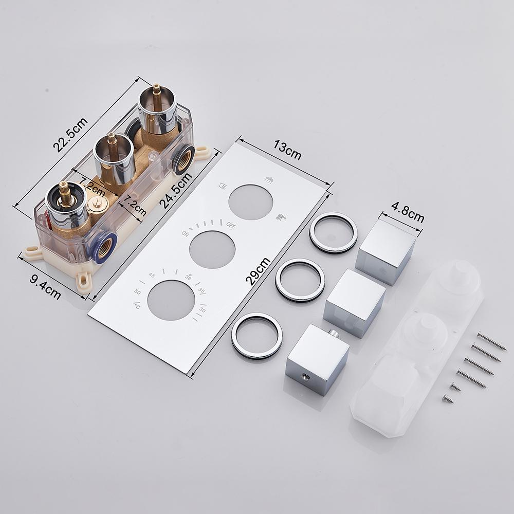 Brushed Gold Thermostatic Shower Mixer Valve Brass 3-ways Mixer Valve Thermostate Control Valve Wall Concealed Shower Valve