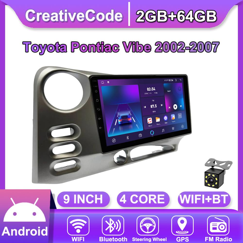 Android Car-Play Car Radio For Toyota Pontiac Vibe 2002-2007 Multimedia Player Head Unit Stereo GPS Navigation BT WIFI,2+64GB