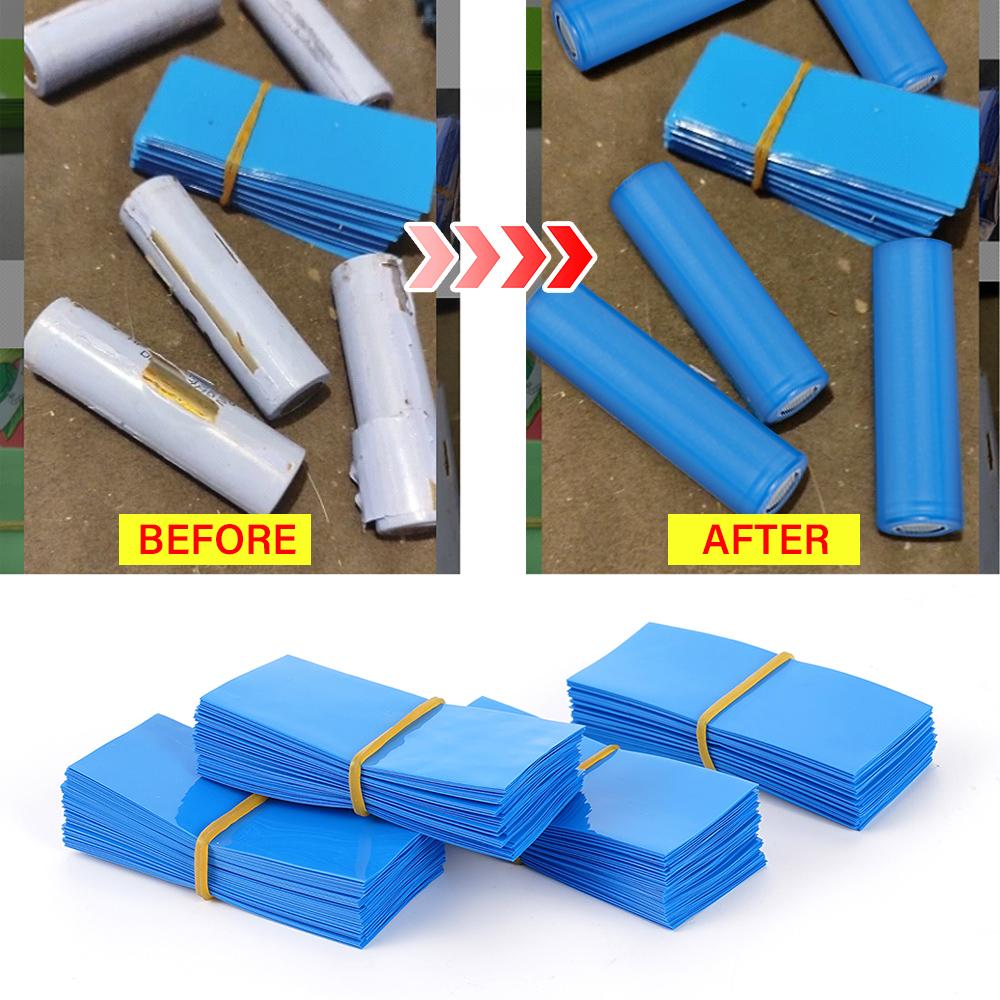 50Pcs Flat PVC Heat Shrink Tubing Battery Wrap For 18650 Lithium Battery Heat Shrink Tube Assorted Kit Self-Adhesive Insulator