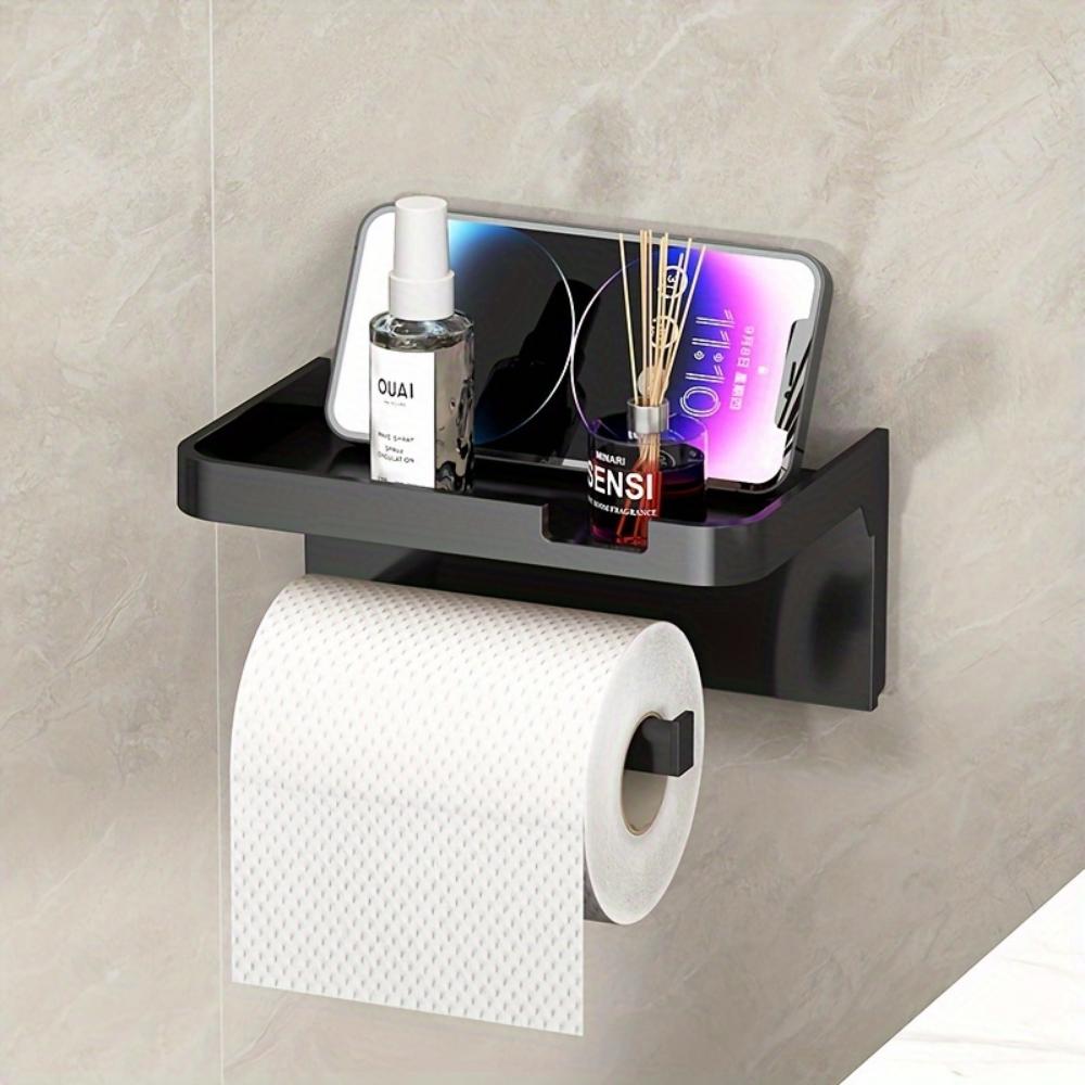 No Punching Tissue Holder, Toilet Drawer Type Roll Box, Wall-mounted Bathroom Mobile Phone Holder, Plastic Material.