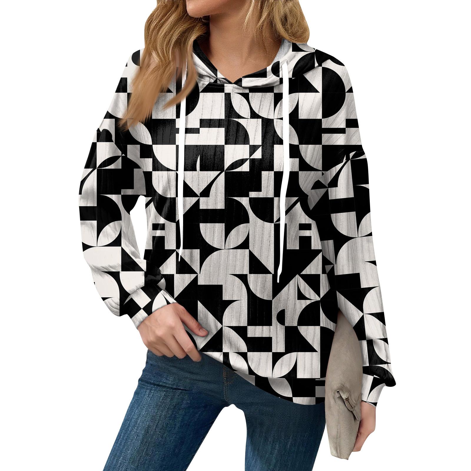 

Толстовки для женщин оверсайз зимние милые свитшоты пуловер трендовая осенняя одежда L чёрный