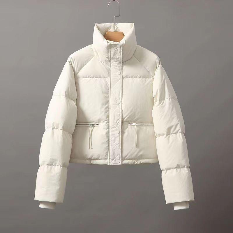 Winter Fashion Stand Collar Pocket Warm Coat Women Loose Casual Solid Color Cardigan Lady Outwear Zipper Top