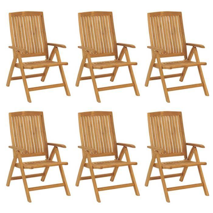VidaXL Chaises de jardin inclinables et coussins lot de 6 bois teck 3196500
