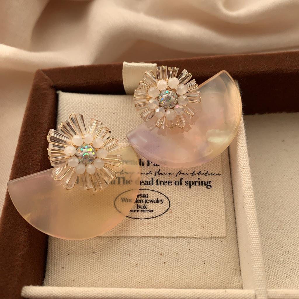 Korean Small Fresh Semi-Round Stud Earrings Temperament Versatile Earrings Candy Color Personality Advanced Sense Daily Commuter Earrings