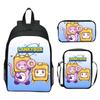 Lankybox Blocky Plüsch 3-teiliges Set Rucksack Cartoon Anime Schultasche für Kinder