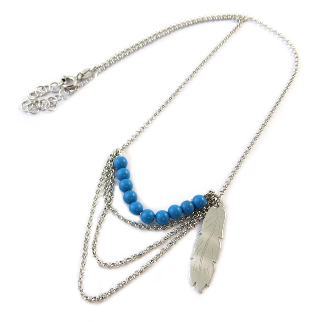 Les Trésors De Lily [P1923] - Collier Argent 'Navajos' turquoise argenté (rhodié)