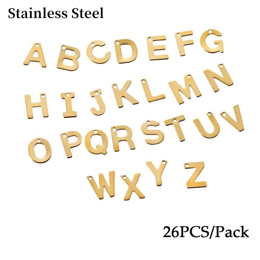 26Pcs/lot Alloy Inlaid Rhinestones A-Z English Letter Inlay Alphabet Pendant For DIY Bracelet Necklace Jewelry Making